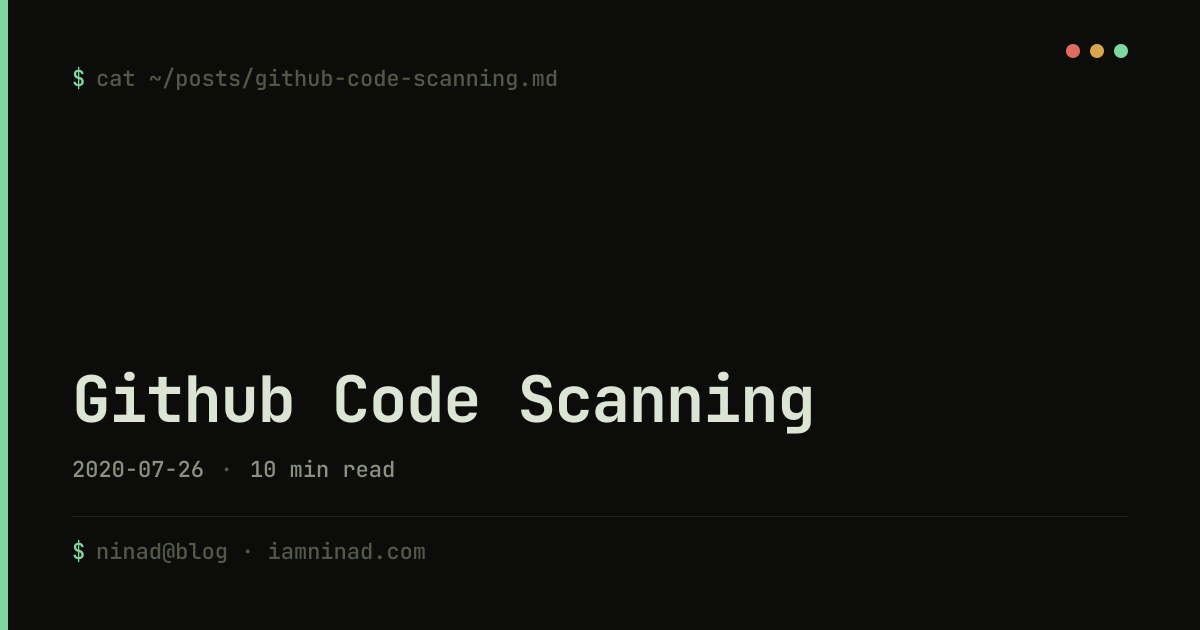 Github Code Scanning - iamninad